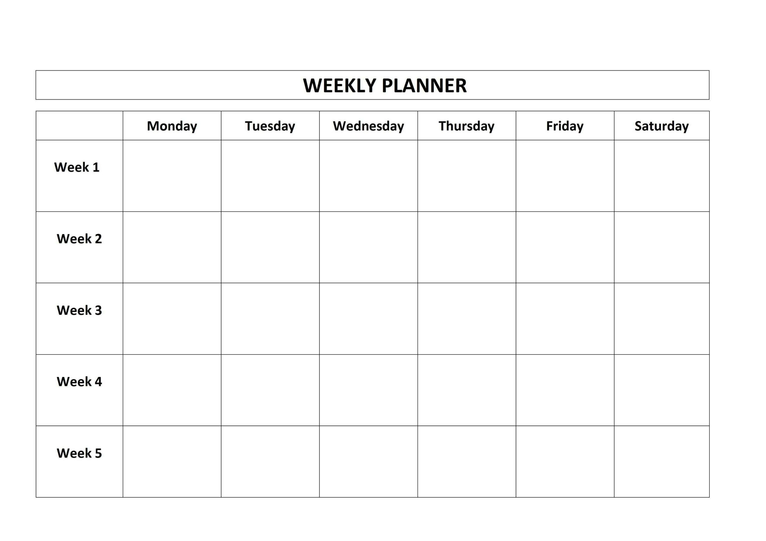 Calendar Template 5 Day Week Excel Calendar Template Weekly Calendar Template Weekly Planner Template