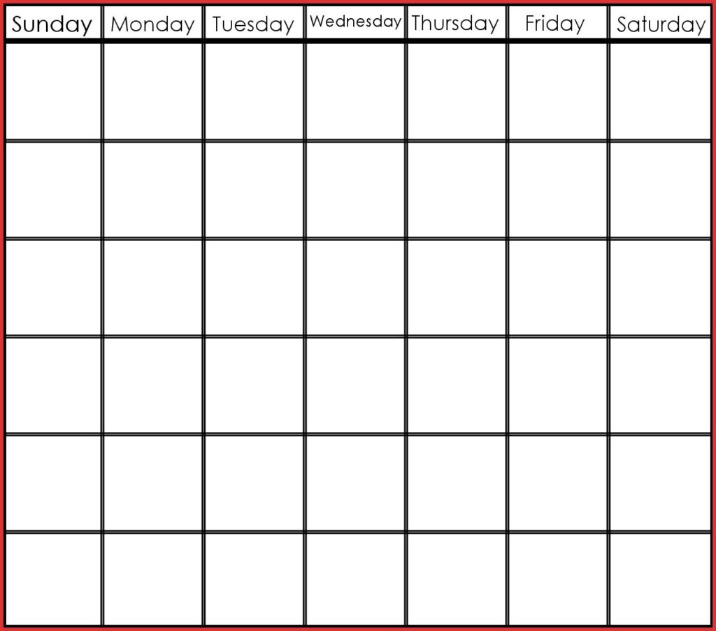Free Printable Blank 6 Week Calendar