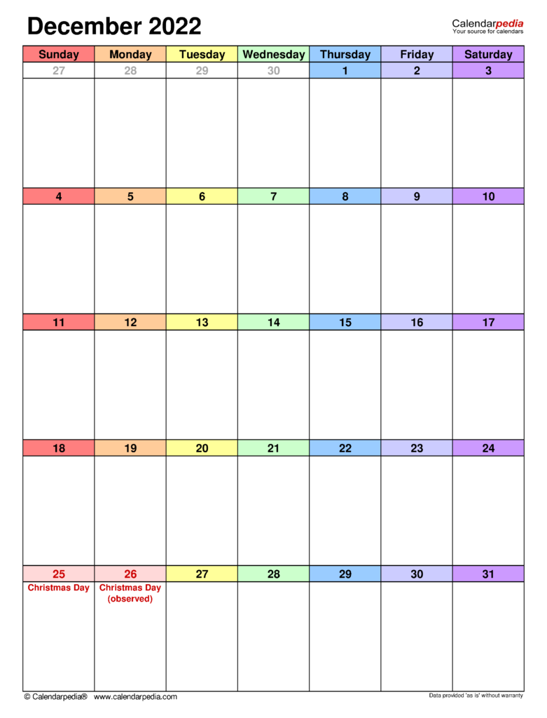 Blank Things To Do List Calendar For December Printable