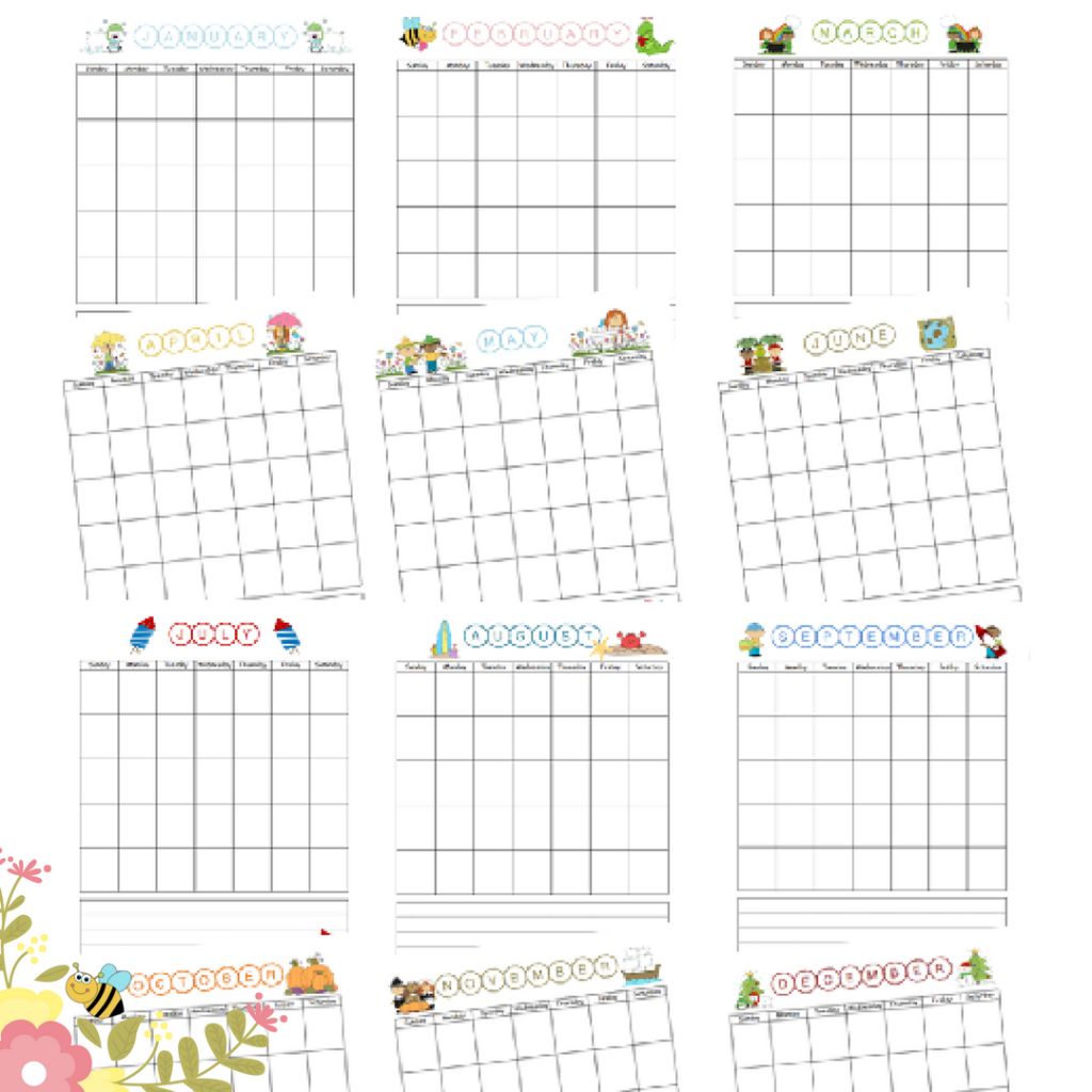 Free Printable Blank Calendar For Kids
