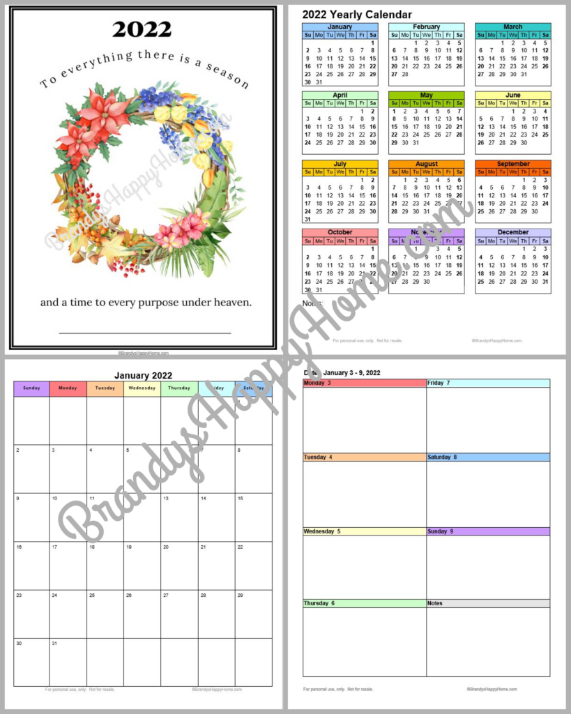 FREE 2022 Calendar Planner Printables