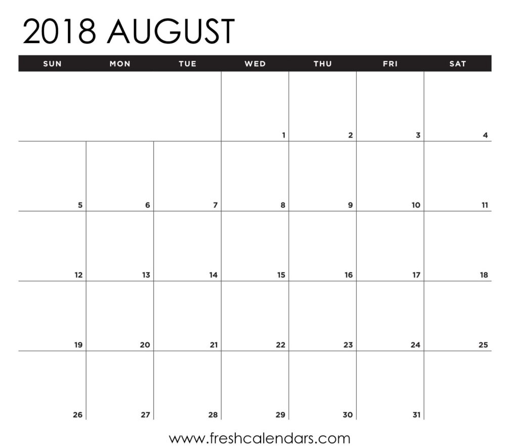 Waterproof Free Printable Blank Calendar