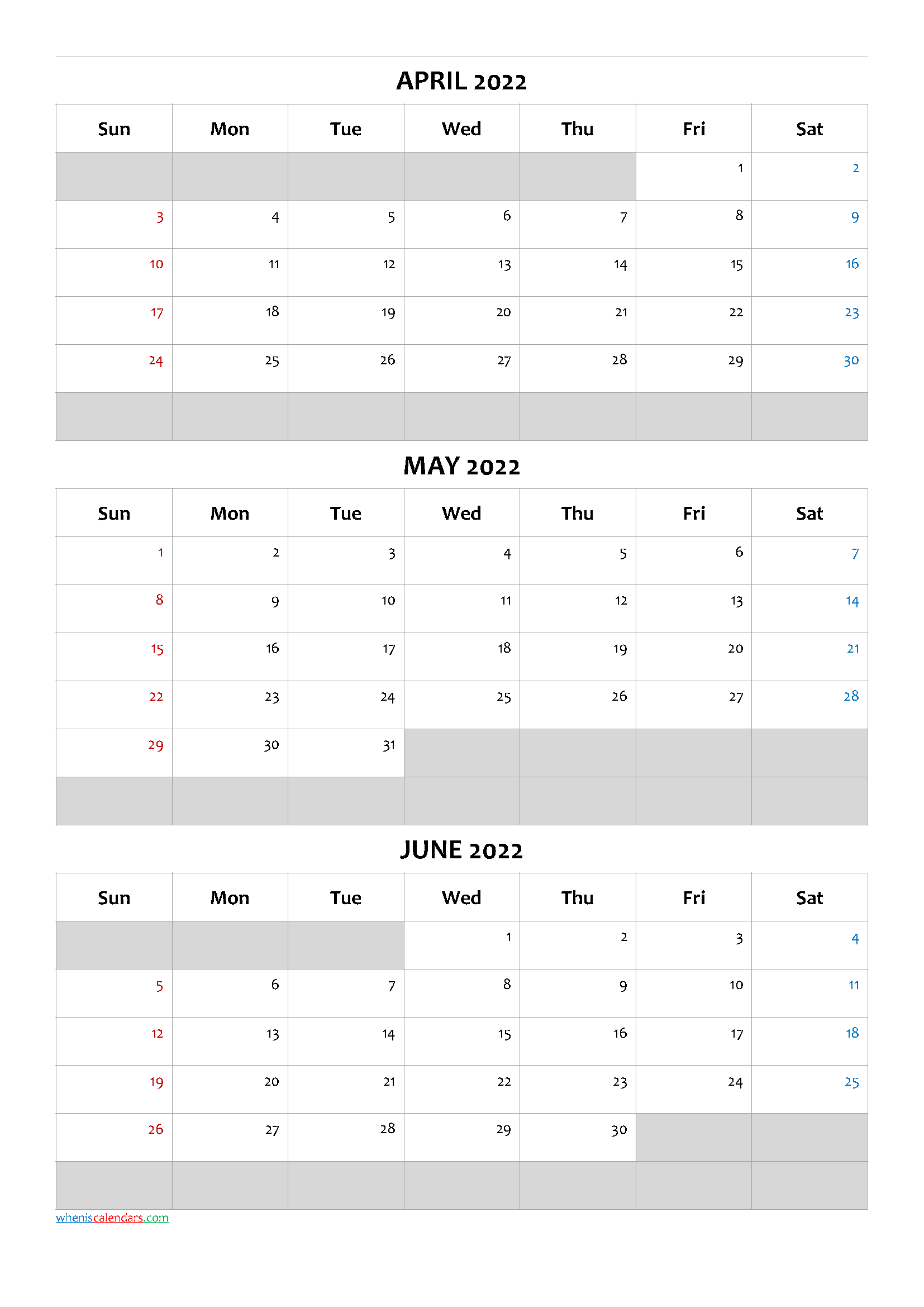 Free Calendar April May June 2022 Template Code Cand5