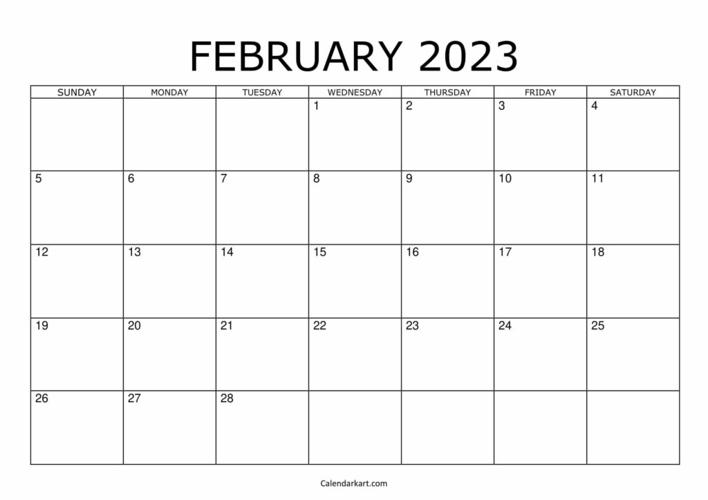 Printable Blank Feb Monthly Calendar