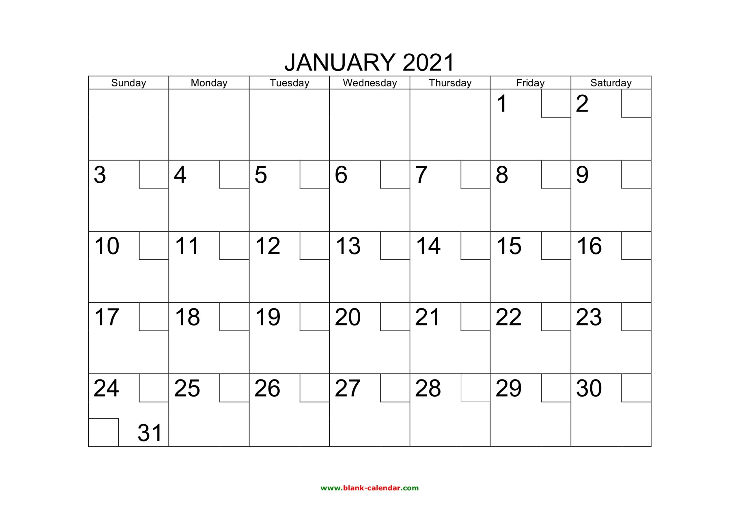 Free Download Printable Calendar 2021 With Check Boxes
