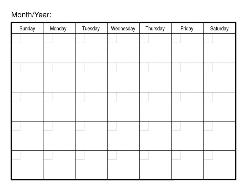 Printable 30 Day Blank Calendar