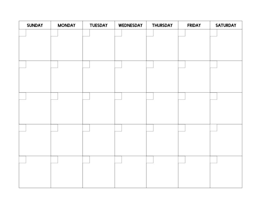 Free Printable Year Calendar One Page Blank