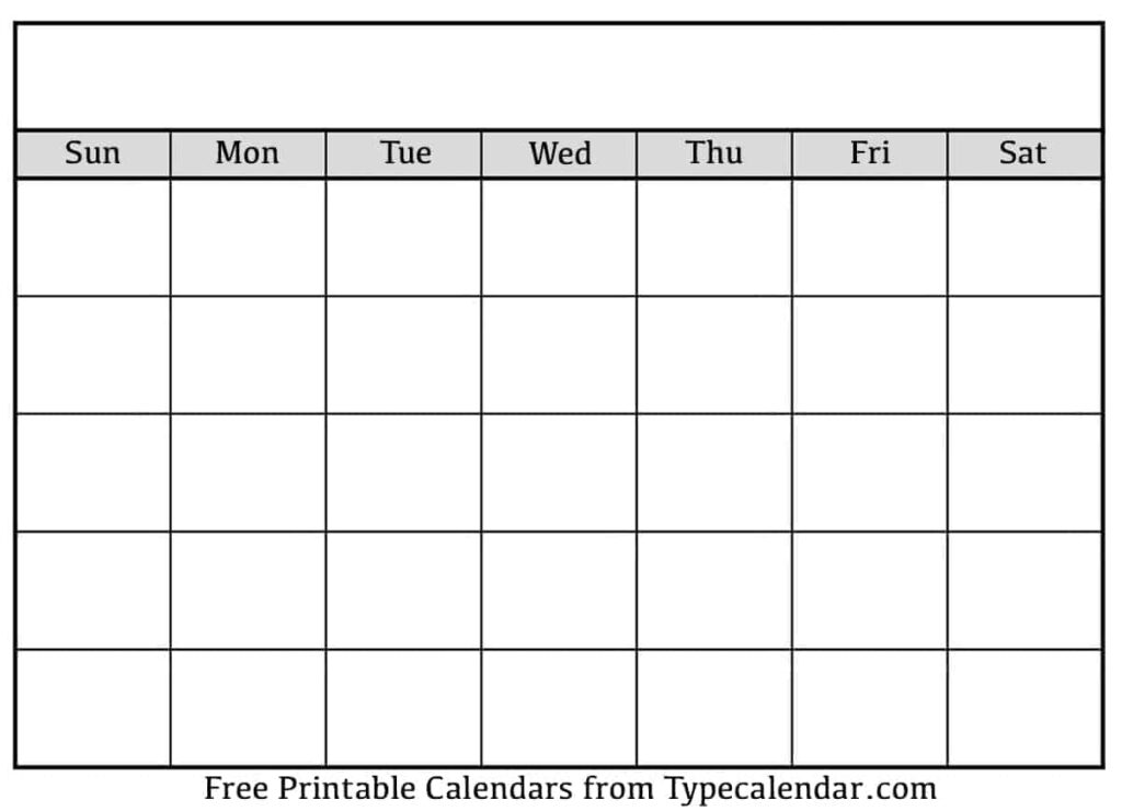 Blank Calendar Grid Printable And Customizable