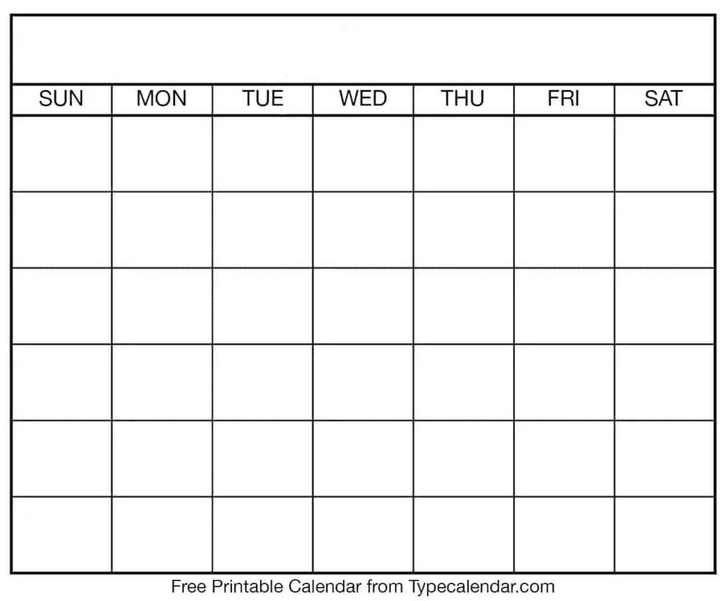 Blank Printable Online Monthly Calendar Template