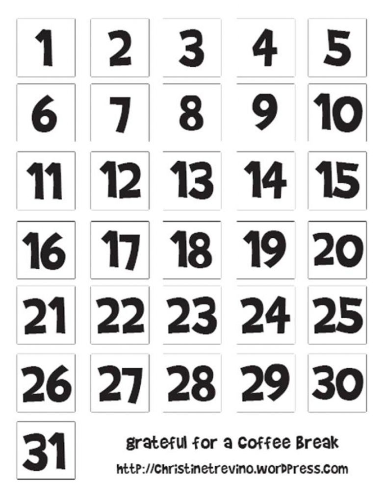 Blank Square Calendar 1-31 Days Free Printable