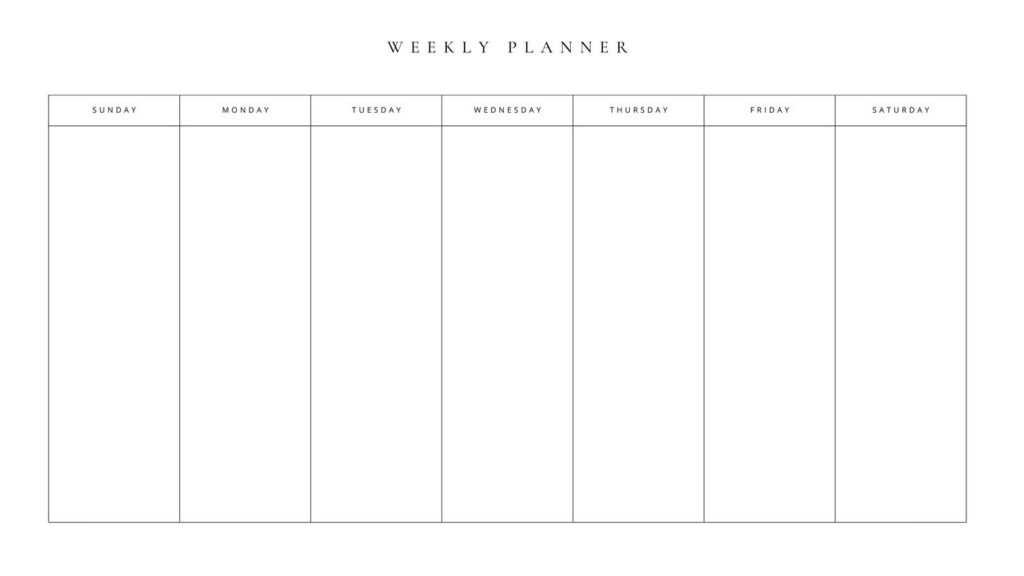 Blank One Week Calendar Printable