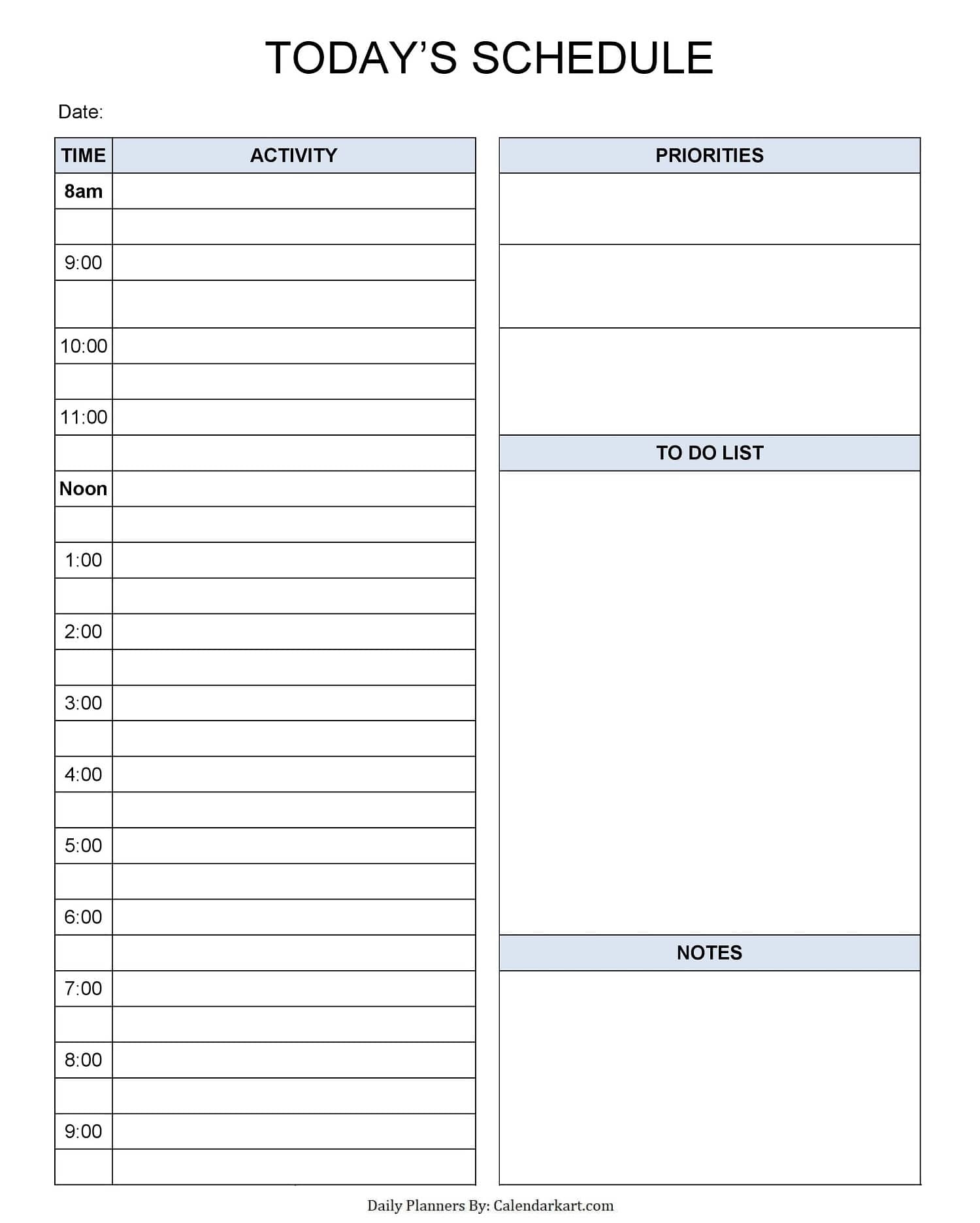 Free Printable Daily Planner Templates CalendarKart