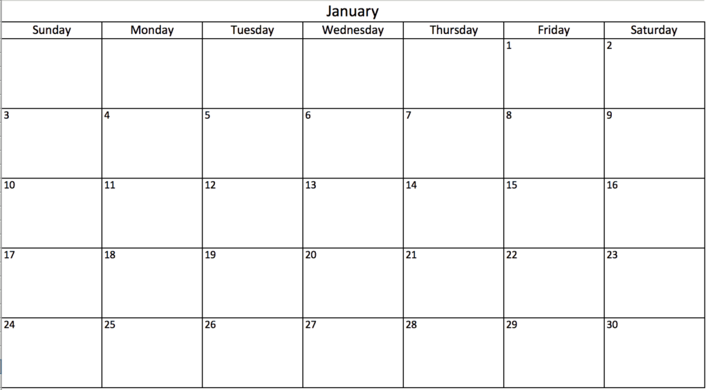 Blank Squares Calendar 1-31 No Month Printable