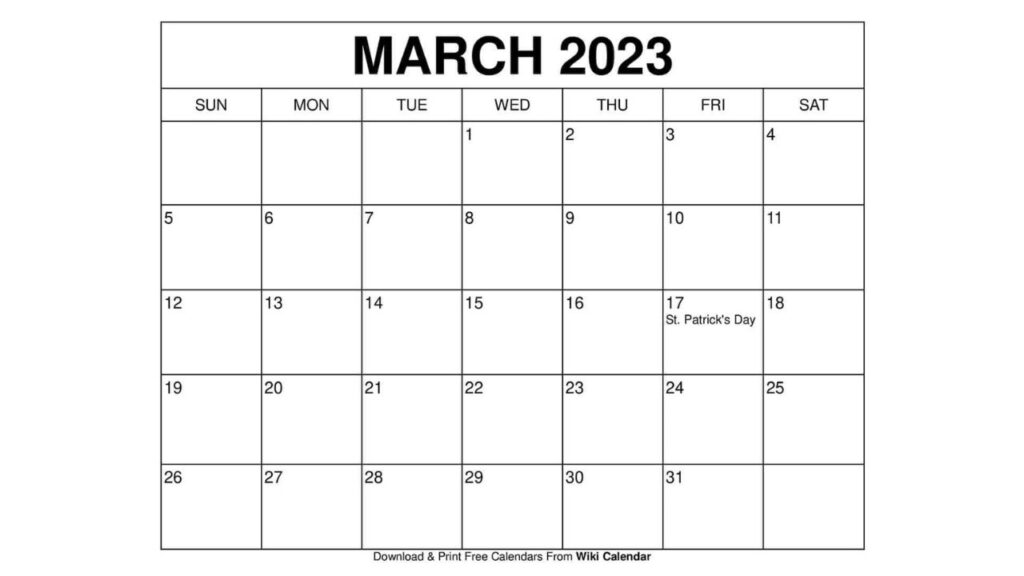 Free Printable Blank March Calendar - 2024 Calendar Printable