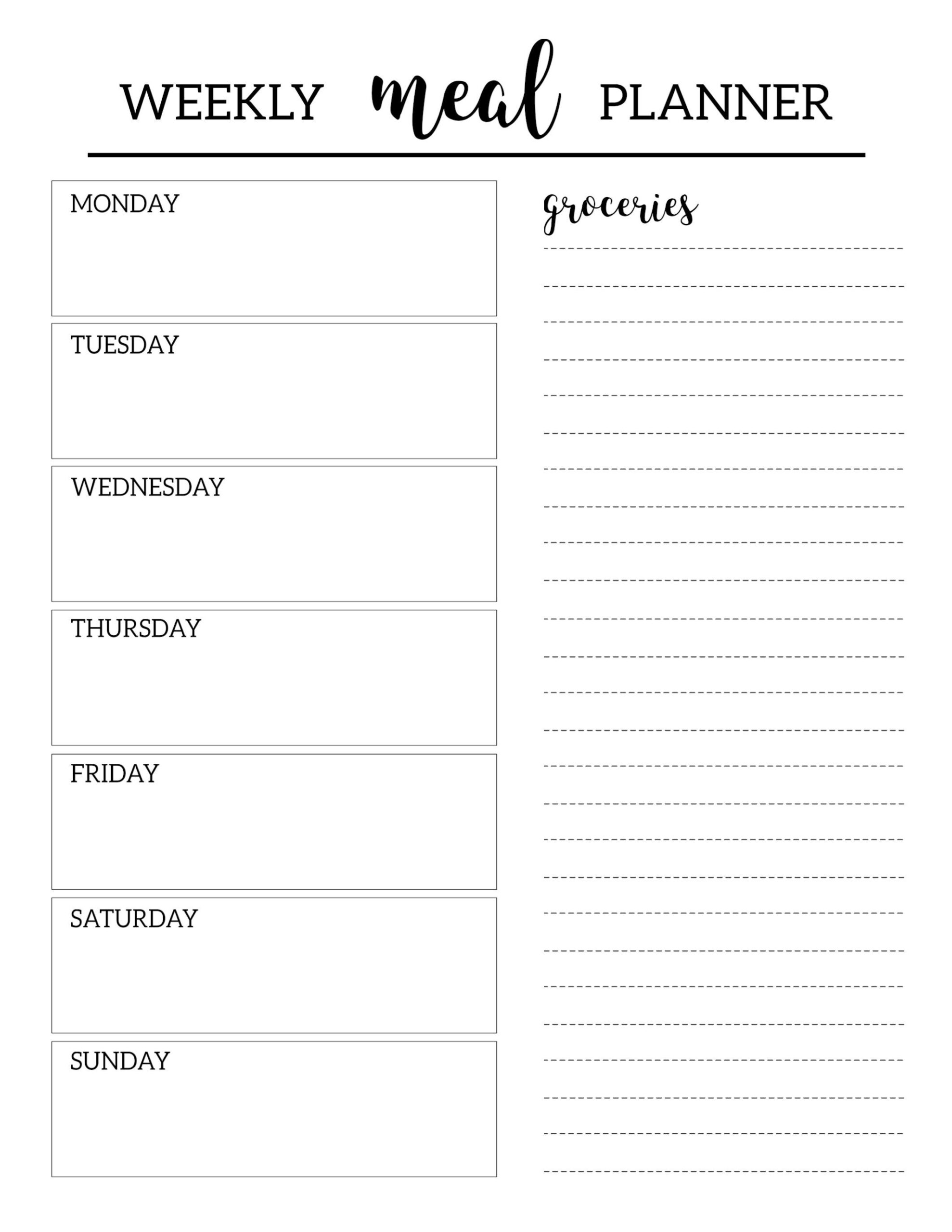 Free Printable Meal Planner Template Paper Trail Design Weekly Meal Planner Template Free Printable Meal Planner Templates Weekly Meal Plan Template