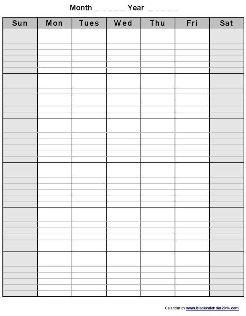 Free Printable Blank Calendar With Lines