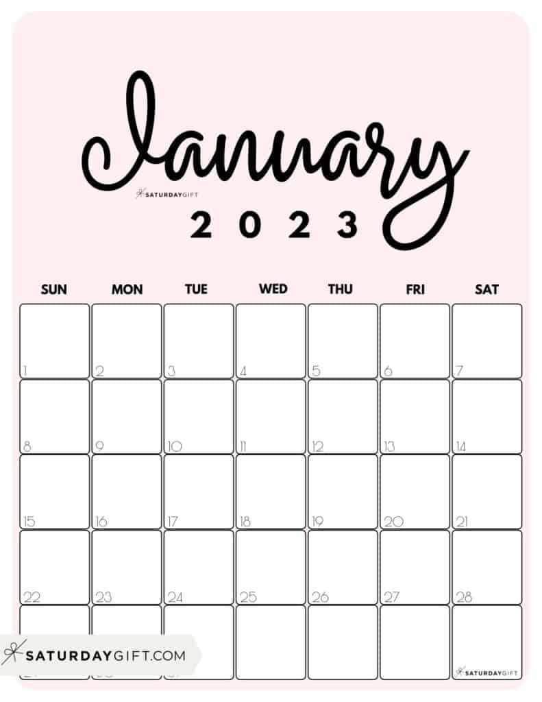 Free Printable Monthly Calendars 2023 In Cute Aesthetic Pastel Colors