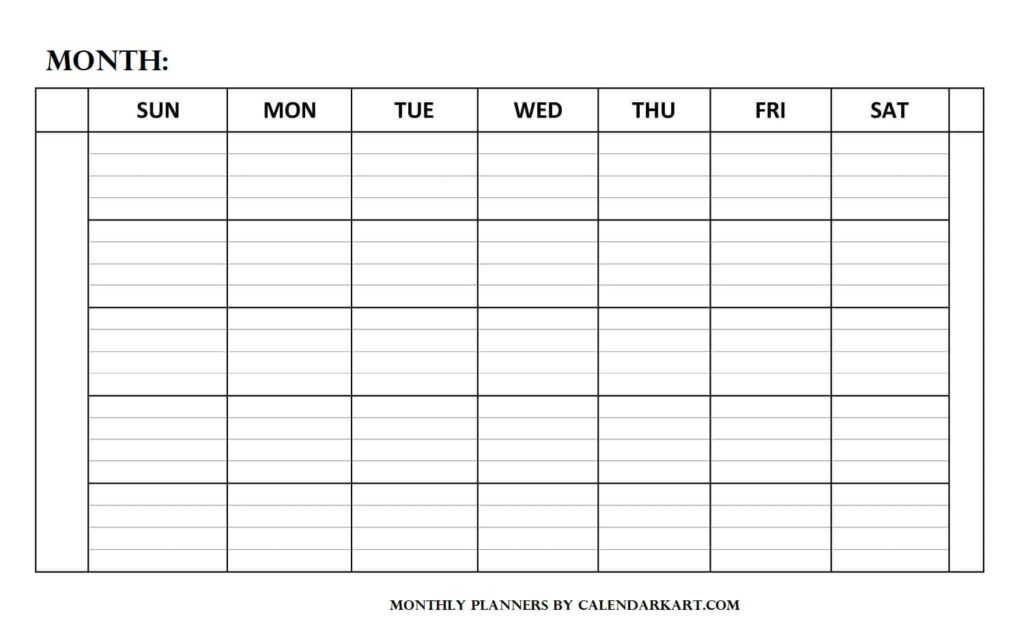 Blank Calendar Template Agenda Printable