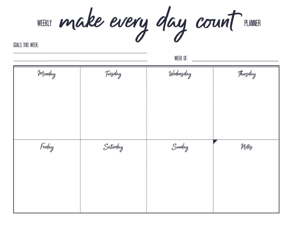 Free Printable Blank Weekday Calendar