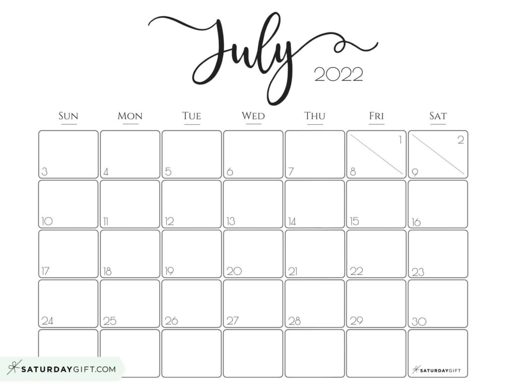 July 2023 Calendar 9 Cute FREE Printables SaturdayGift July Calendar Printable Calendar Calendar Printables