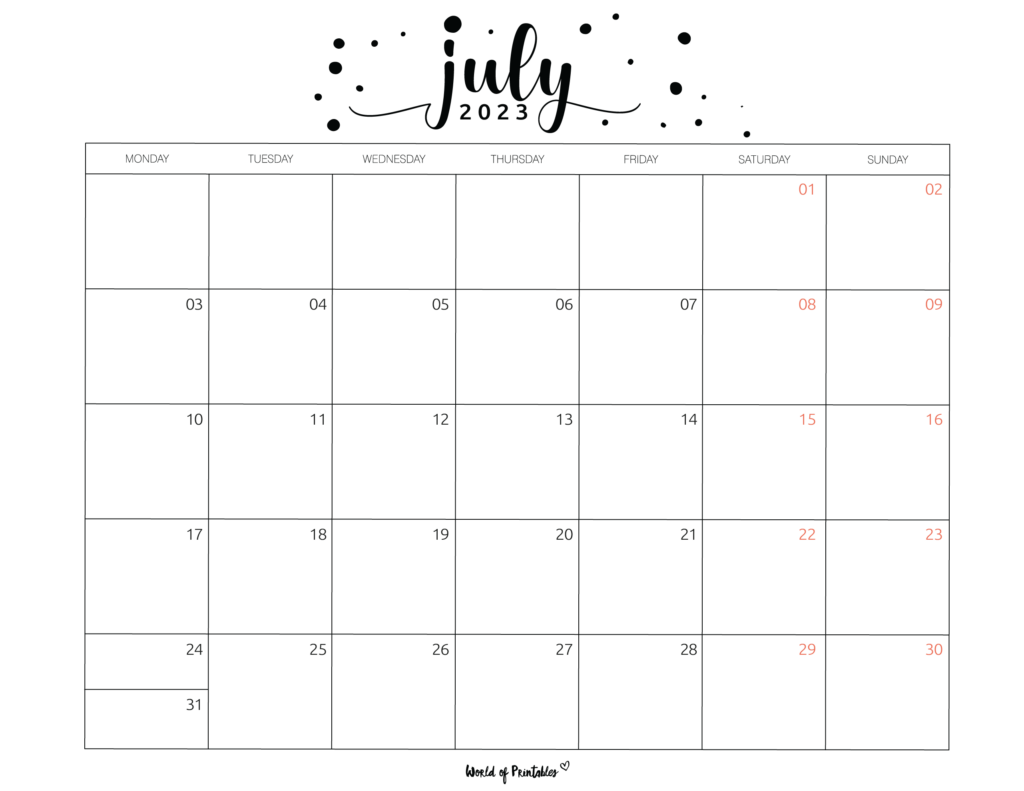 July 2023 Calendars 100 Best World Of Printables