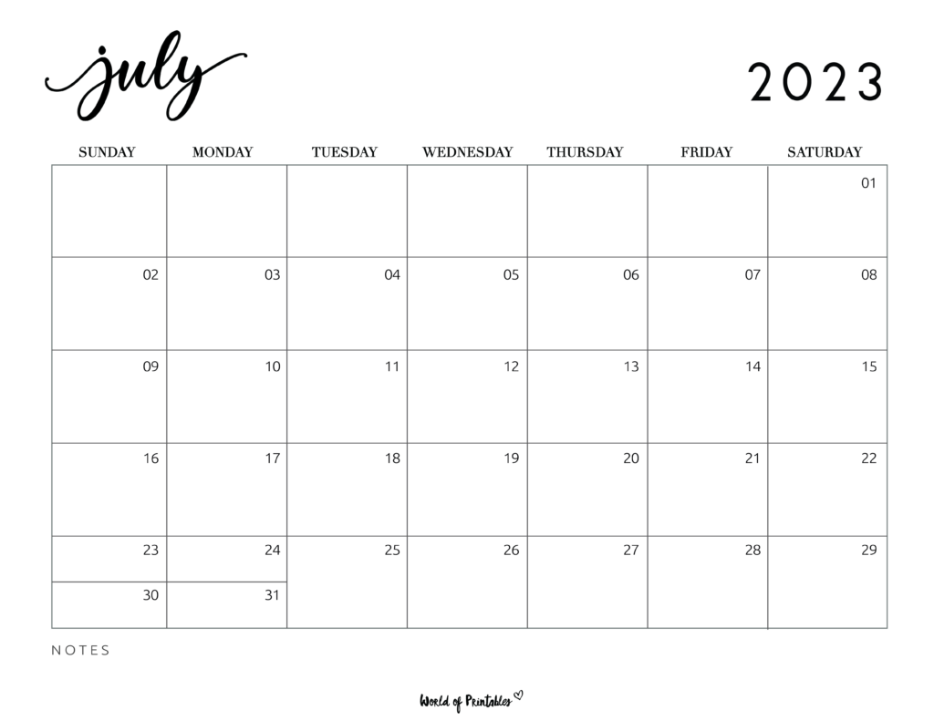 Printable July Calendar Blank Calendar