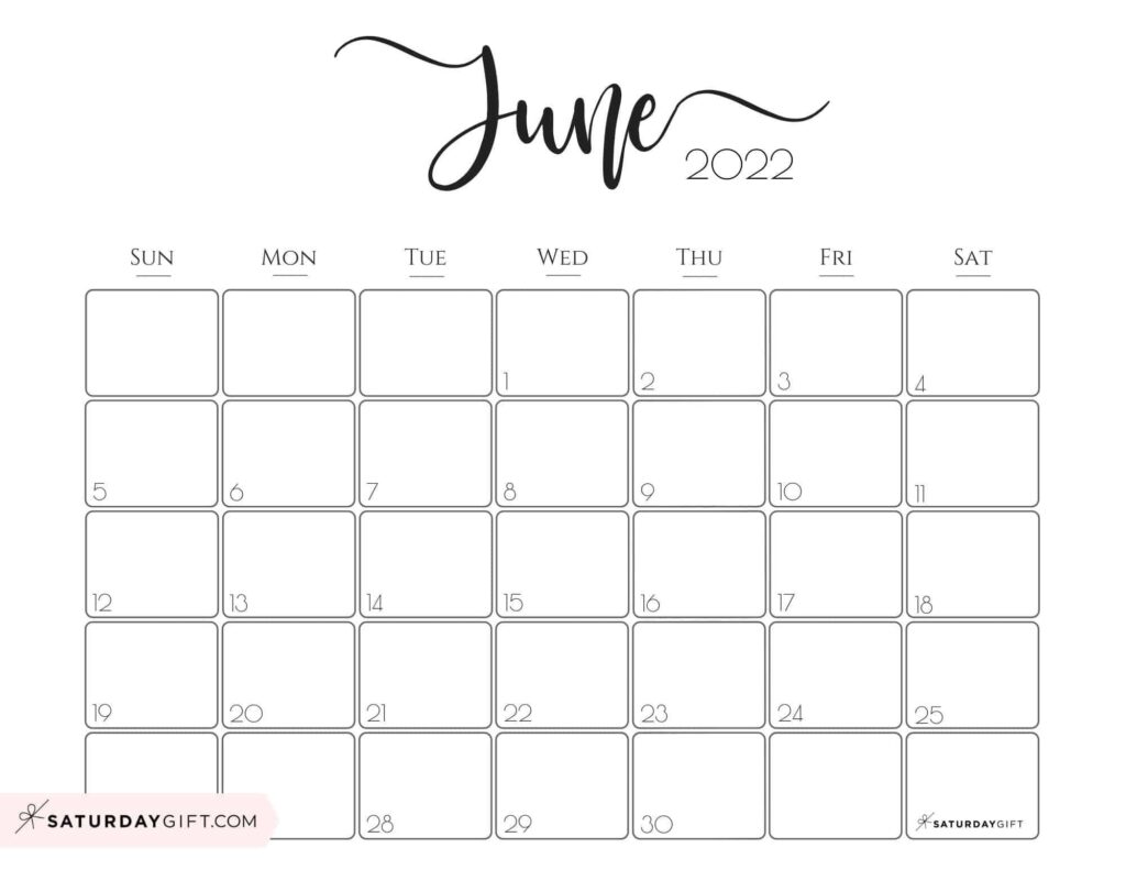 June Calendar Blank Template Printable Kids