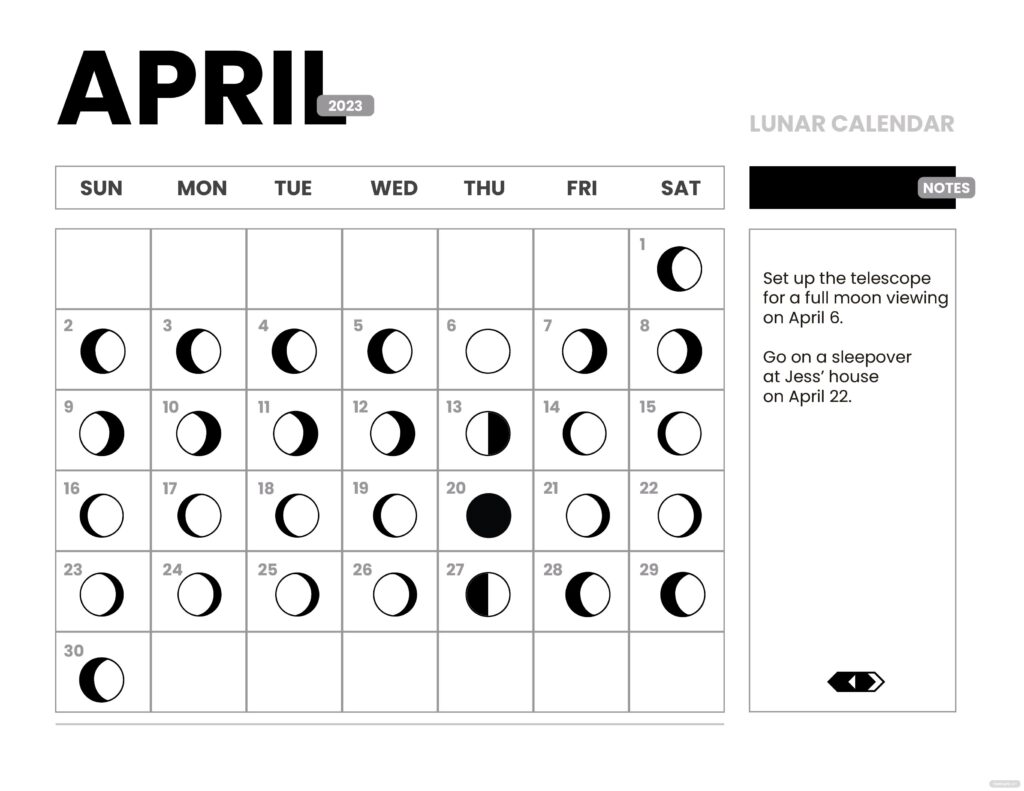 April Lunar Calendar Printable Blank - 2025 Calendar Printable