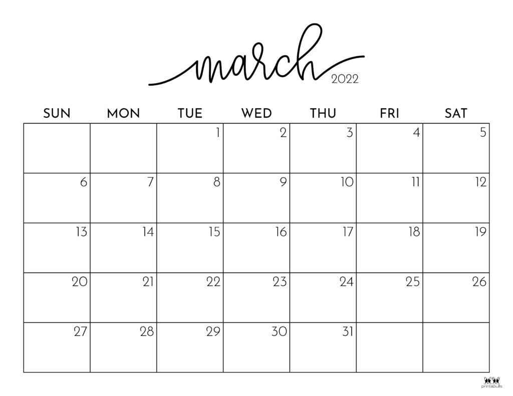 Free Printable Blank Calendar March