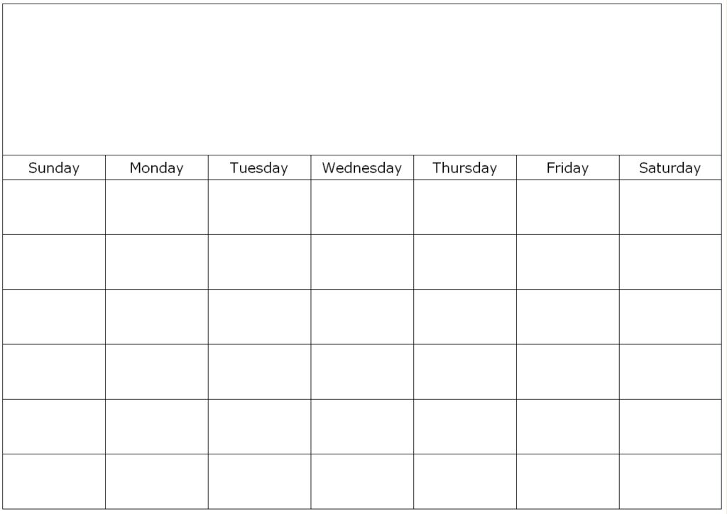 Free Printable Blank One Month Calendar