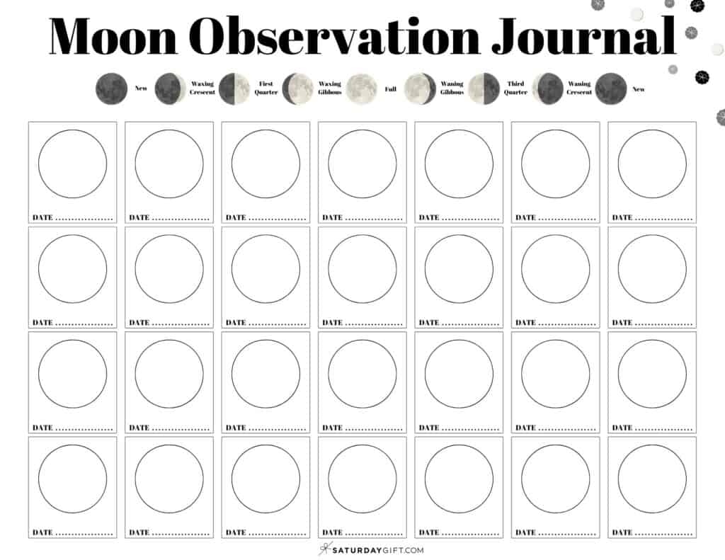 Moon Observation Journal Log The Phases Of The Moon Free Printables 