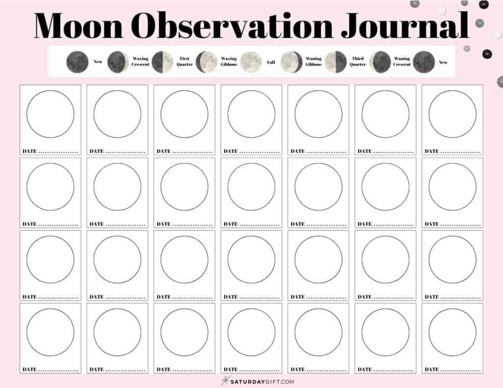 Moon Observation Journal Log The Phases Of The Moon Free Printables 