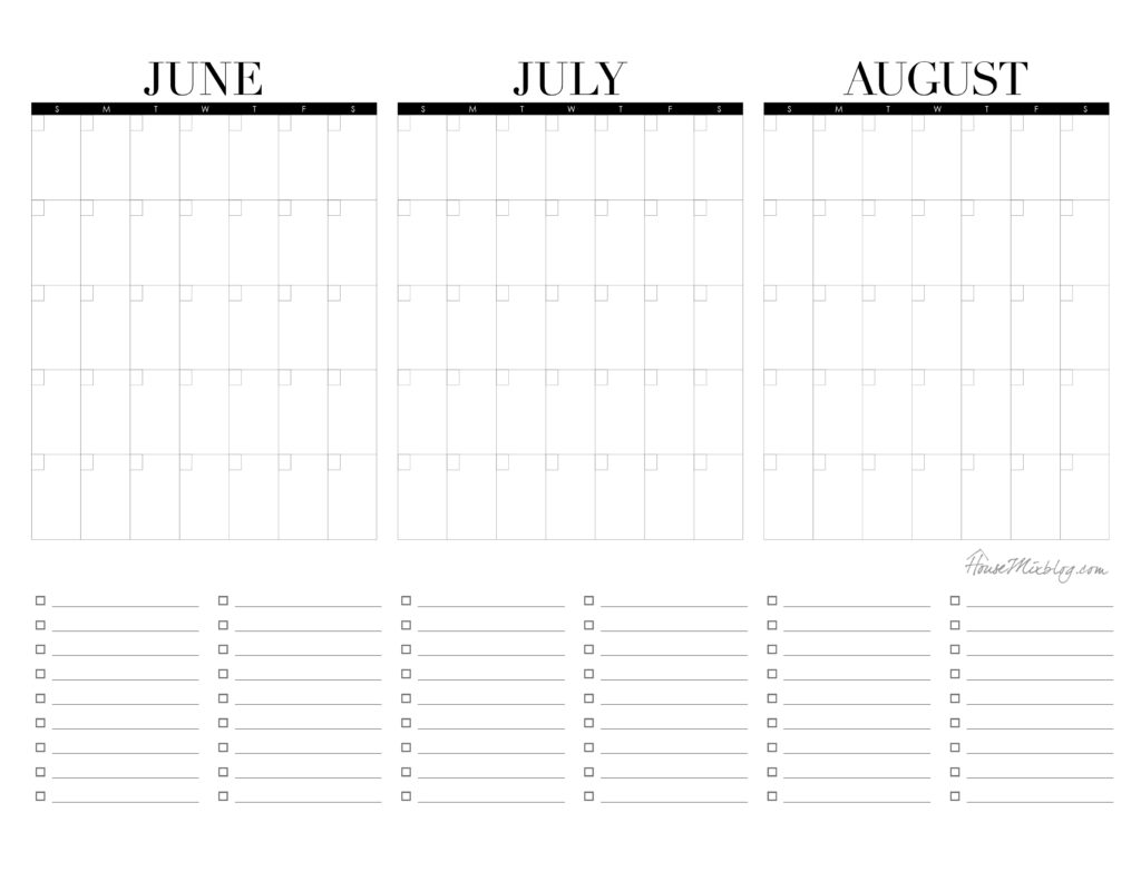Blank Calendar 3 Month Printable