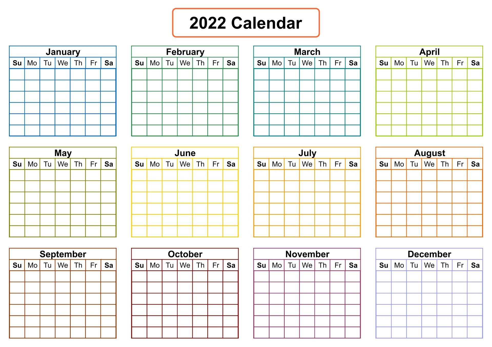Blank 12 Month Calendar Template 2024 Risa Raynell
