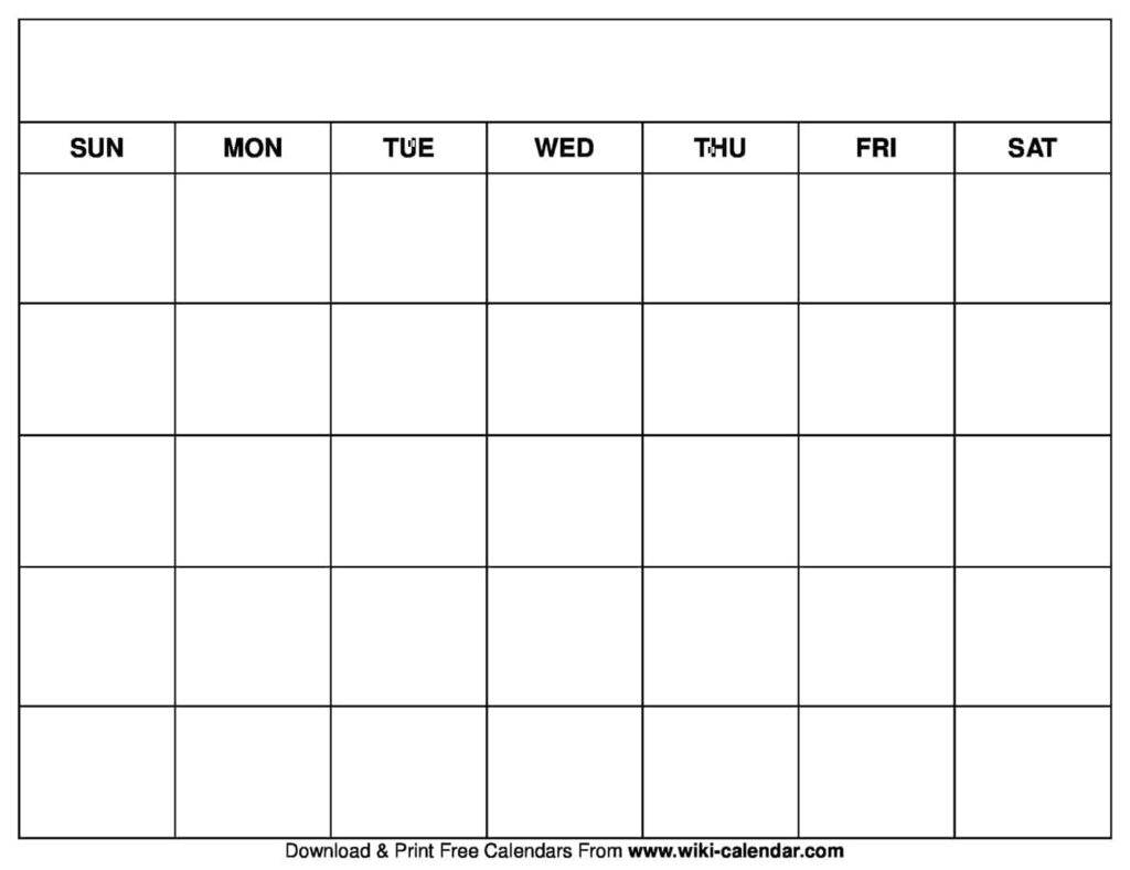 Blank Month At A Glance Printable Calendar