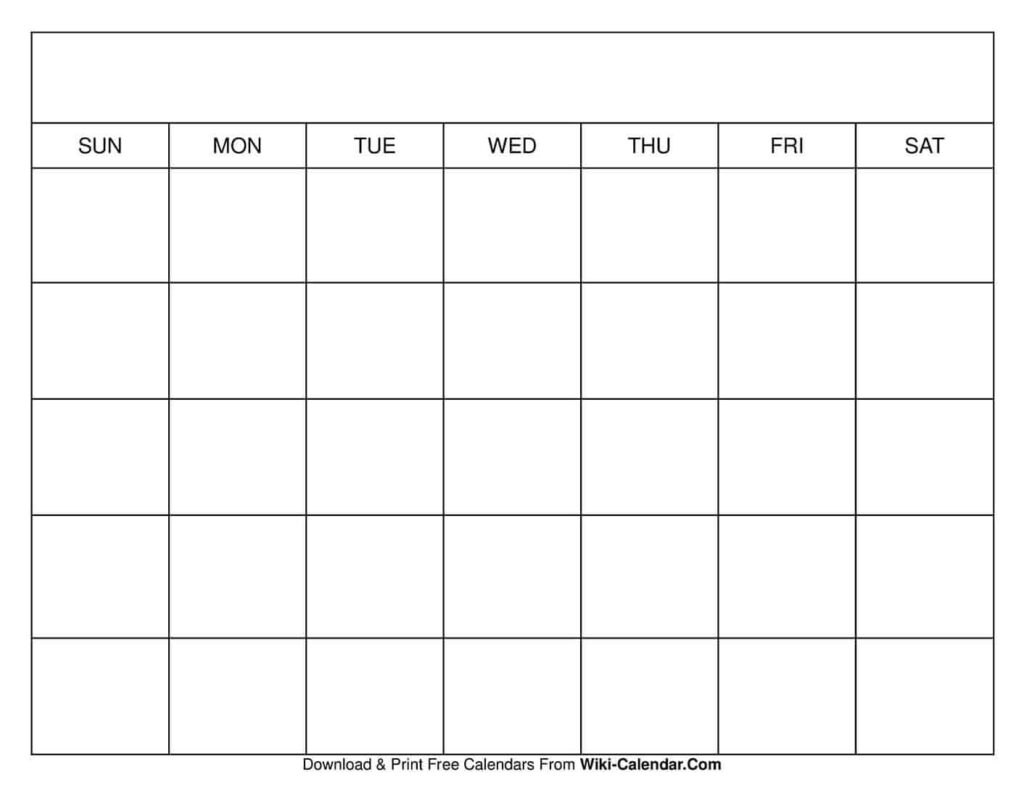 Calendar Template Blank Printable Editable