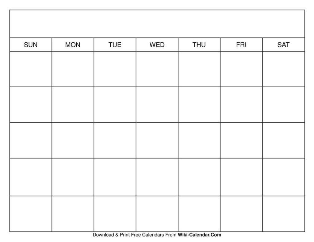 Printable Blank Calendar With Dates