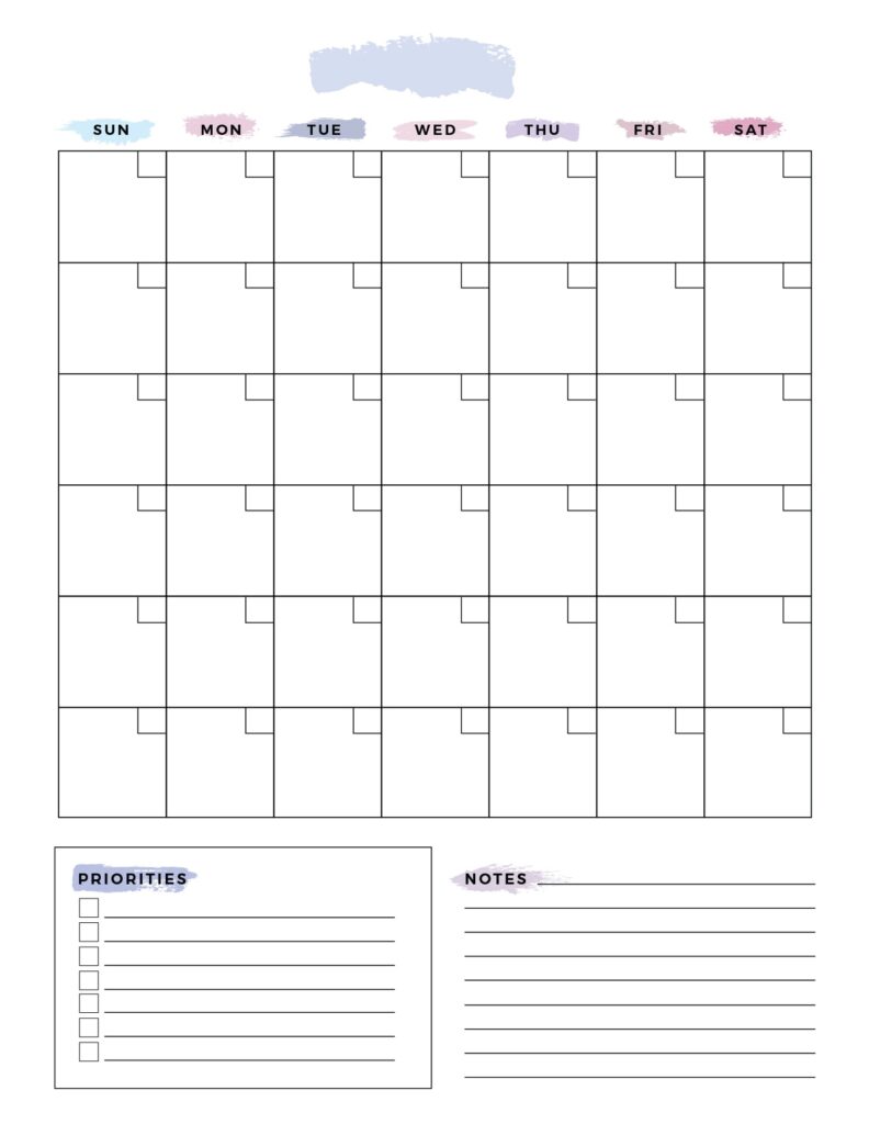 Printable Blank Calendar Without Numbers - 2024 Calendar Printable