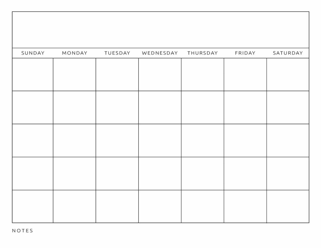 Printable 1 Month Blank Calendar