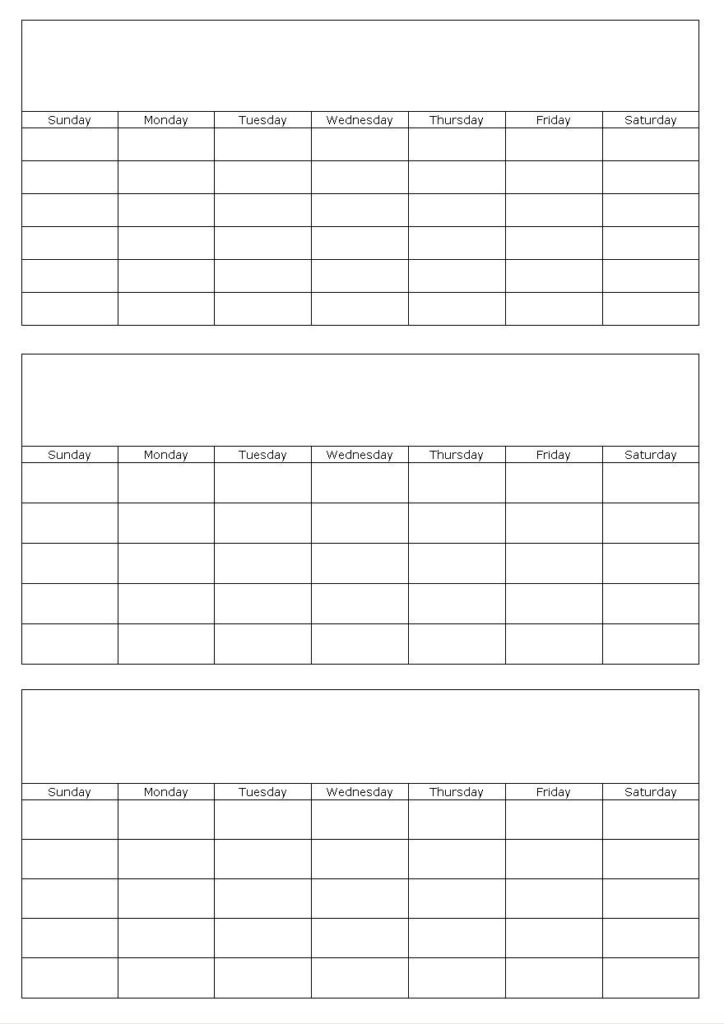 Printable Calendar 3 Months Per Page Blank Calendar Pages Blank Monthly Calendar Template Blank Calendar Template