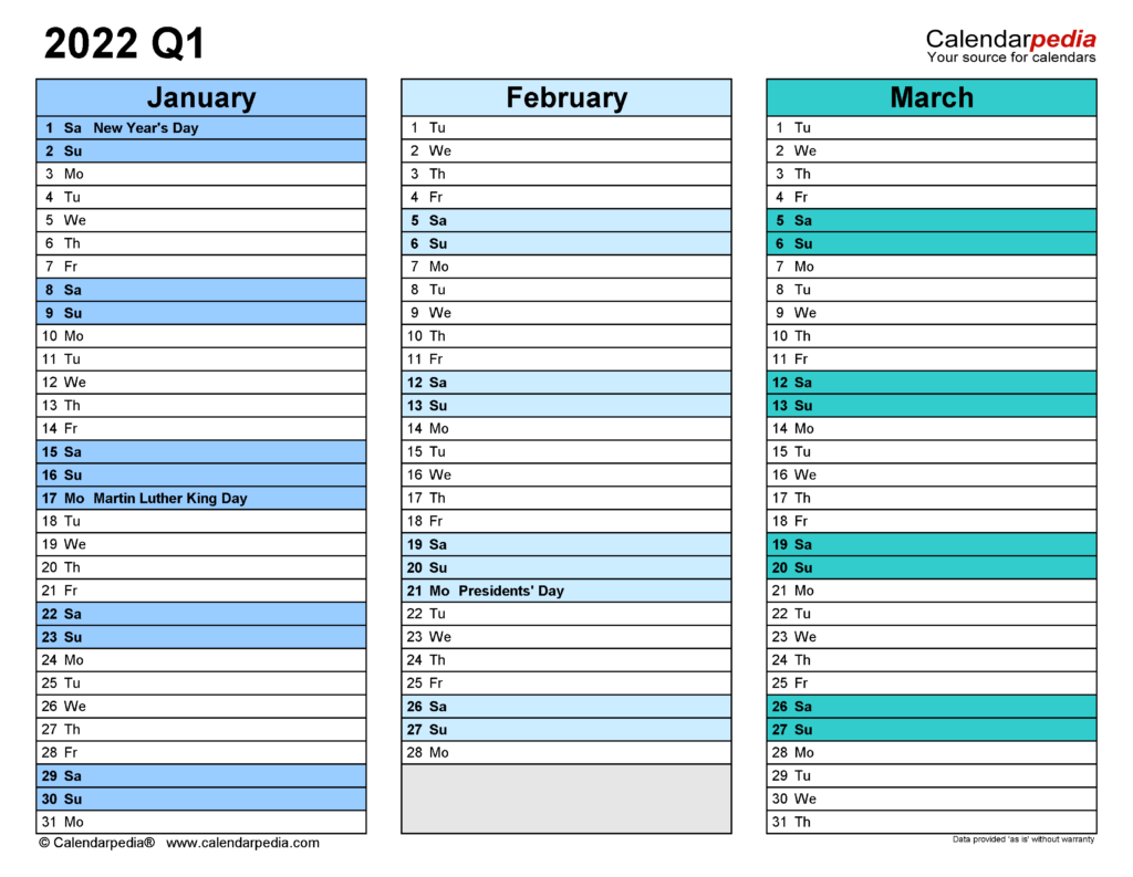 Blank Printable Calendar Templates Multi-year