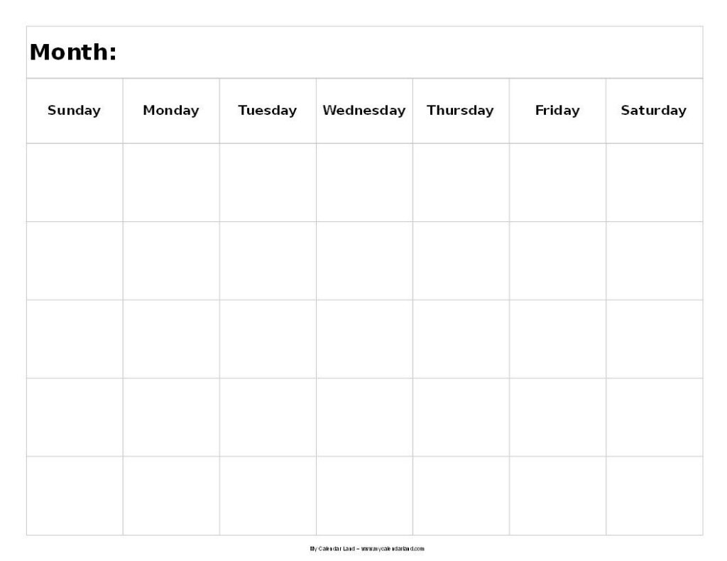 Remarkable 5 Week Blank Calendar Template Monthly Calendar Template Weekly Calendar Template Printable Blank Calendar