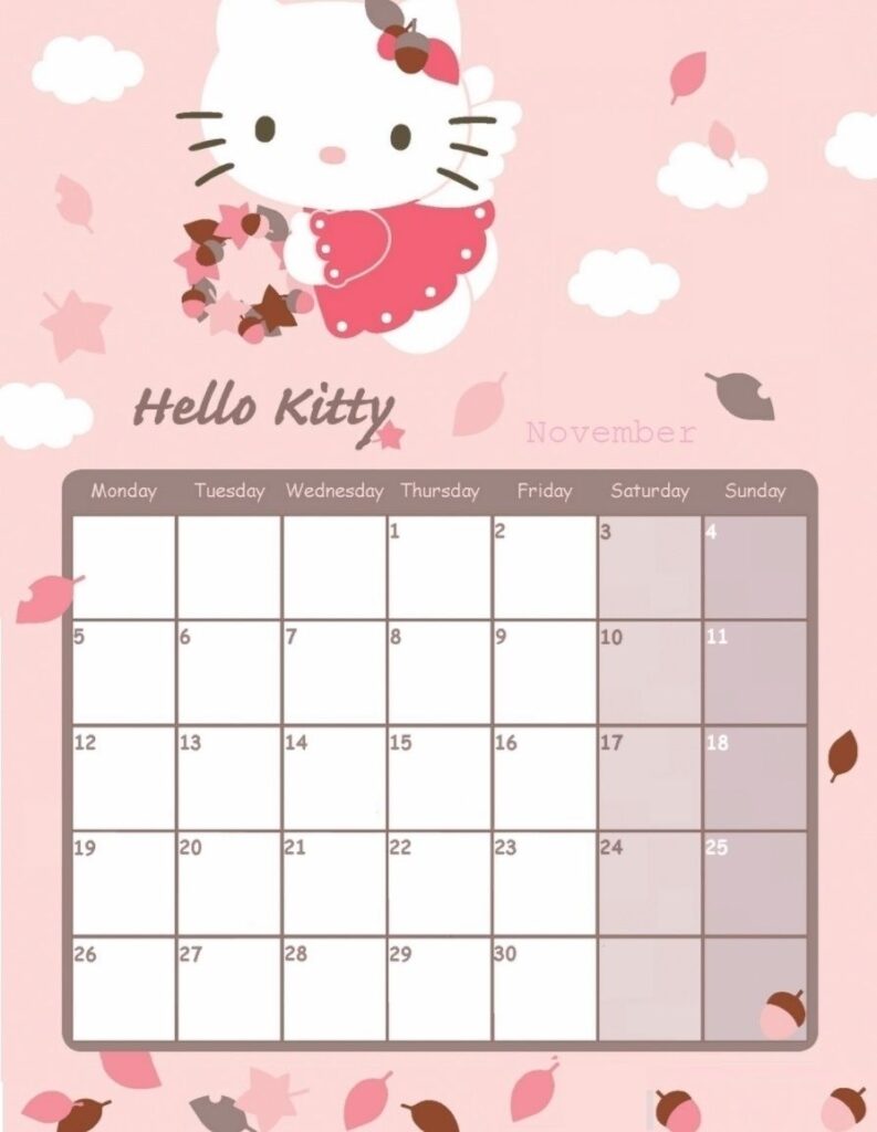 Sanrio A6 Monthly Planner Print Hello Kitty Printables Printable Calendar July Calendar Printables