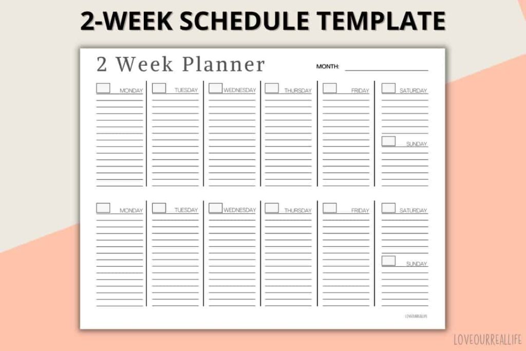 Blank 2 Week Printable Calendar