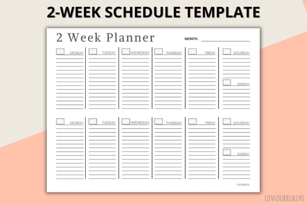 Two Week Calendar Template Free Printable Weekly Planner Love Our Real Life