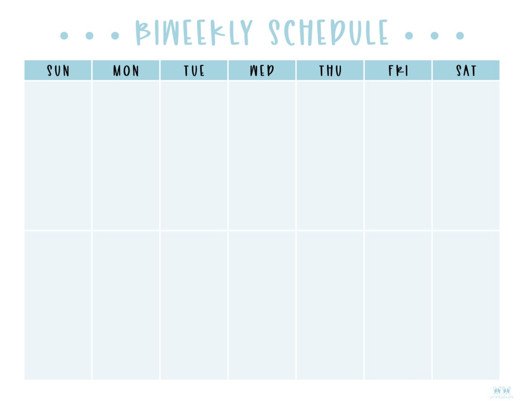 Printable Blank 2 Week Calendar