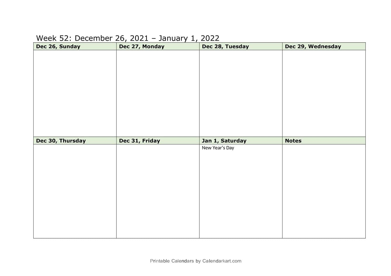 Weekly Calendar 2022 Printable Templates Calendarkart