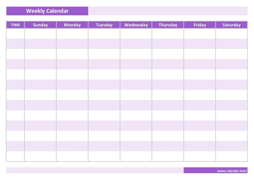 Printable Blank Weekly Calendar With Time