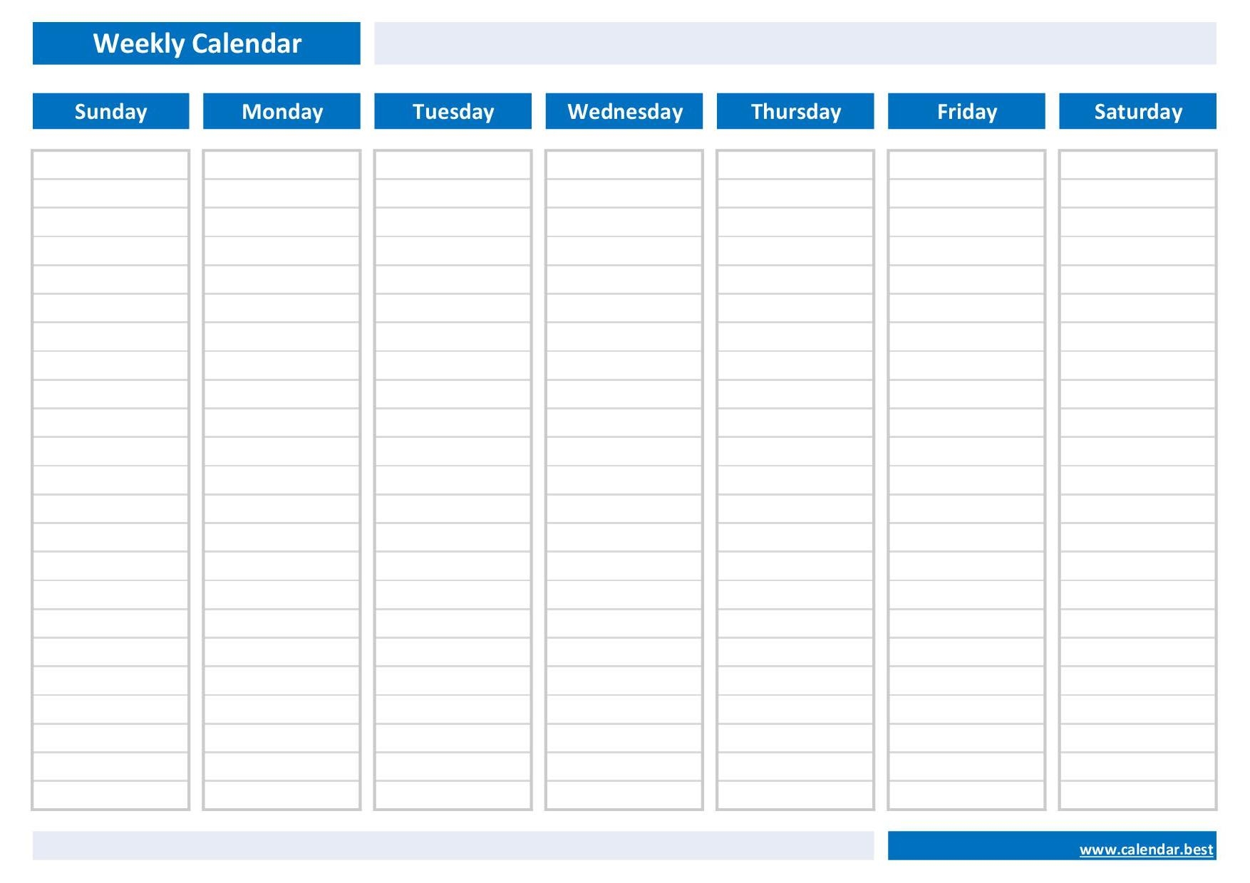 Free Printable Blank Weekly Calendar Template - 2024 Calendar Printable