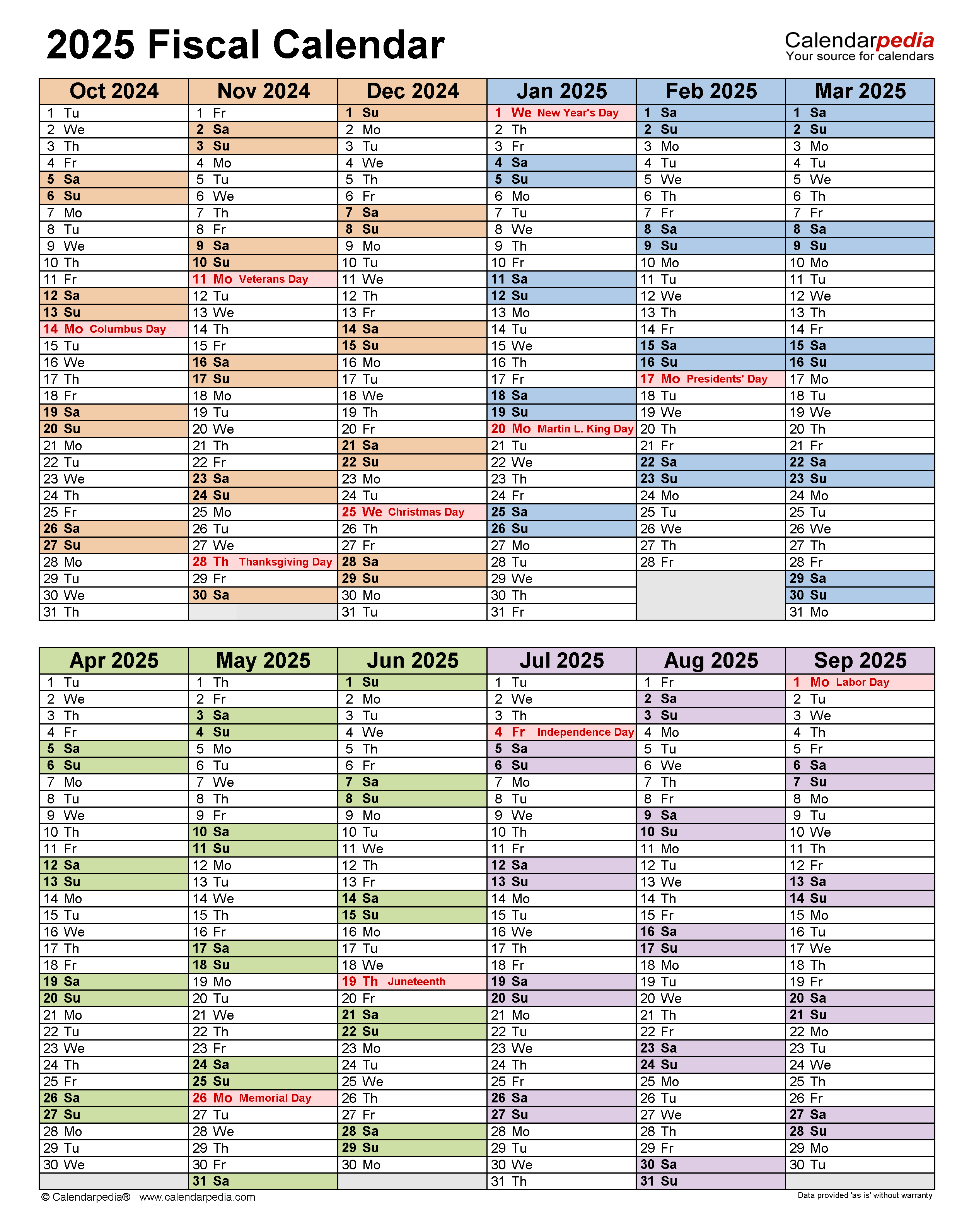 2025 Accounting Calendar 2025 Calendar Printable